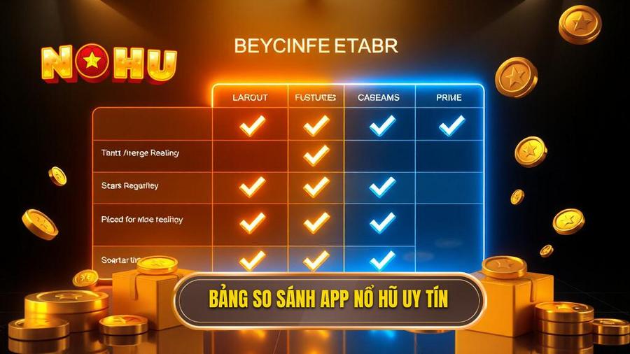 Bảng so sánh các đặc điểm nổi bật của App nổ hũ top đầu